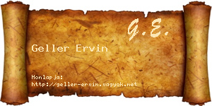 Geller Ervin névjegykártya